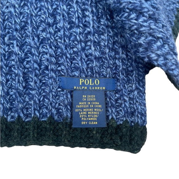 Polo Ralph Lauren Men’s Soft Blue Wool Scarf Muffler Winter Accessory EUC - Picture 3 of 5